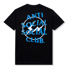 Anti Social Social Club x Fragment Precious Petals Tee (FW22) Black Blue "Black T-shirt from Anti Social Social Club x Fragment featuring a blue 'Precious Petals' graphic, merging bold design with contemporary streetwear style."