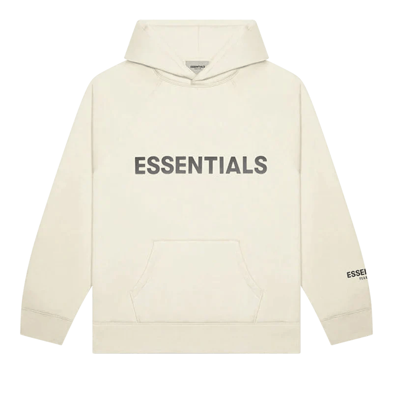 FEAR OF GOD ESSENTIALS HOODIE SS20 "CREAM" "Cream hoodie from collection, featuring a minimalist design and relaxed fit for comfortable, stylish wear."