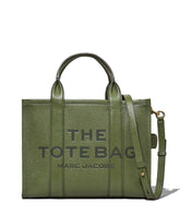 "Marc Jacobs Bronze Green The Tote Medium Satchel for women, featuring a rich bronze green color and a spacious design. The satchel includes sturdy top handles and a versatile interior, making it a stylish and practical choice for daily use."