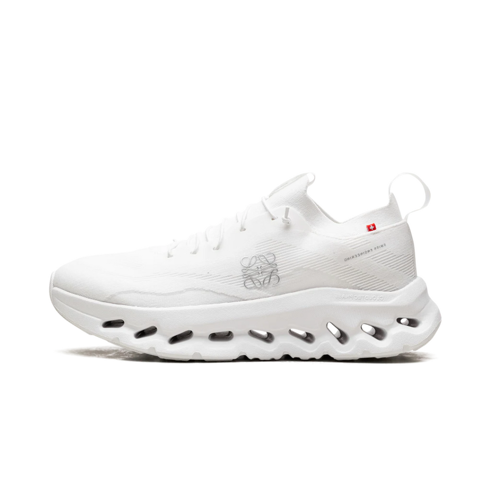 On Running Cloudtilt LOEWE All White sneakers – luxury minimalist performance shoes with breathable mesh upper and CloudTec® cushioning