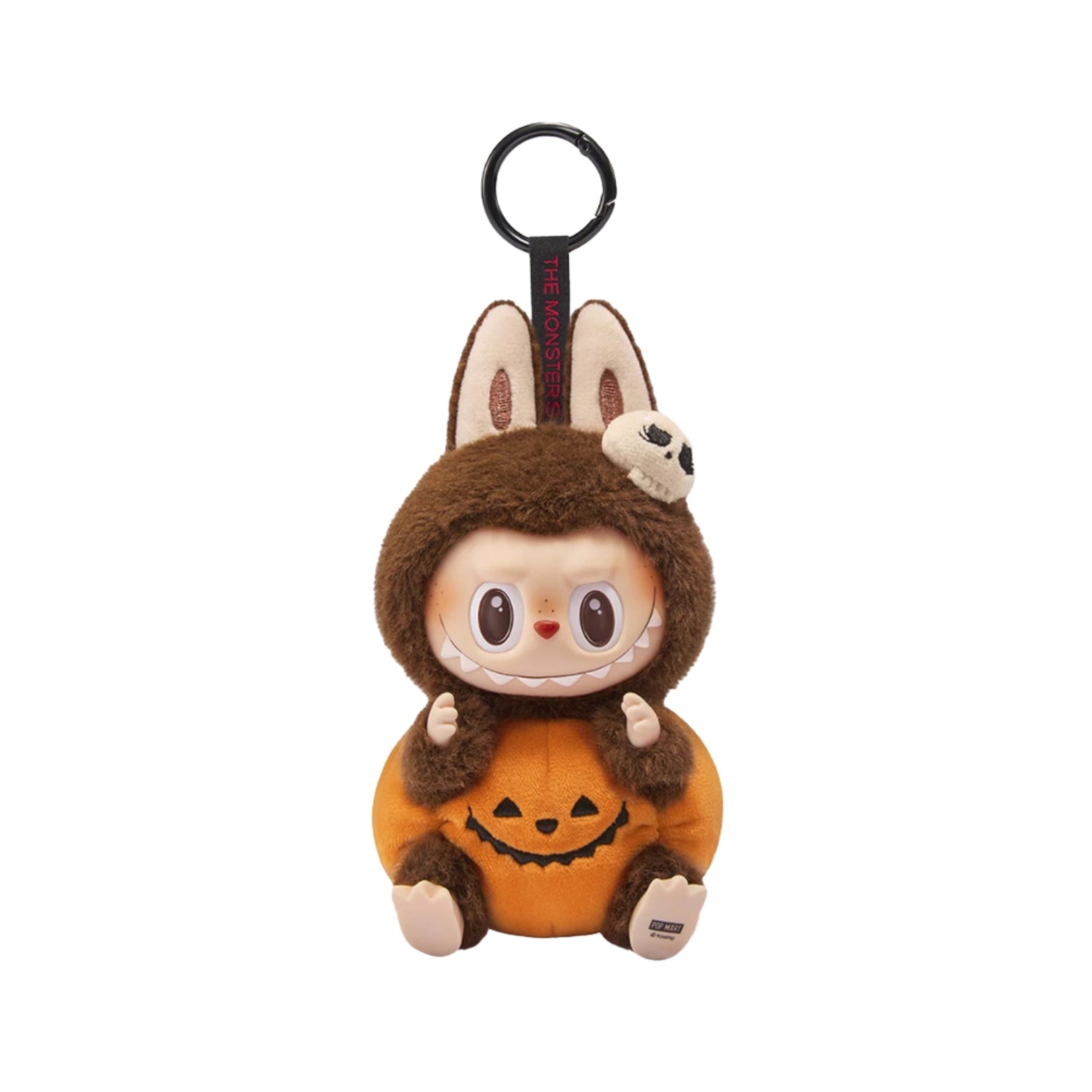 "Pop Mart Labubu Happy Halloween Party Series Sitting Pumpkin vinyl plush pendant – spooky-cute collectible featuring Labubu dressed in pumpkin costume, ideal for Halloween decor, kawaii toy collectors, and Pop Mart fans."