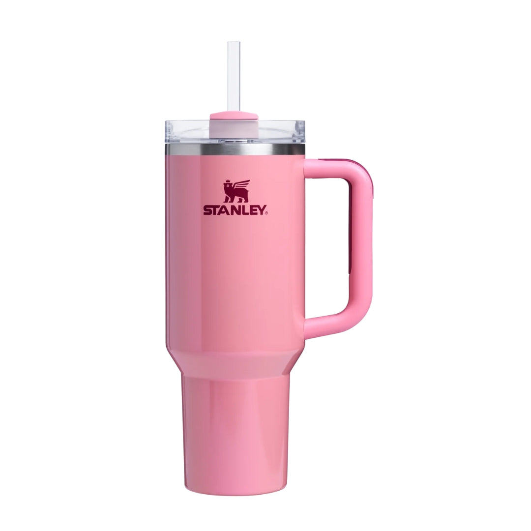 Stanley The Quencher H2.0 Travel Tumbler Winter Berry Shimmer 40 OZ
Stanley stainless steel tumbler with a handle and reusable straw