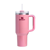 Stanley The Quencher H2.0 Travel Tumbler Winter Berry Shimmer 40 OZ
Stanley stainless steel tumbler with a handle and reusable straw