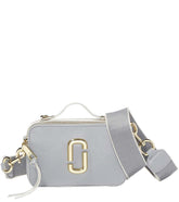 "Marc Jacobs Grey Snapshot Small Crossbody Bag for women, featuring a sleek grey design with a compact silhouette. The bag includes an adjustable strap and the signature logo, making it a stylish and versatile accessory for everyday use.