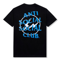 Anti Social Social Club x Fragment Precious Petals Tee (FW22) Black Blue "Black T-shirt from Anti Social Social Club x Fragment featuring a blue 'Precious Petals' graphic, merging bold design with contemporary streetwear style."



