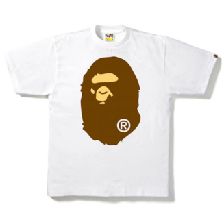 BAPE Big Ape Head Tee White  "White T-shirt featuring a large graphic of the iconic BAPE ape head, showcasing a bold and recognizable streetwear design."



