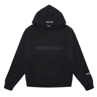 FEAR OF GOD ESSENTIALS HOODIE SS20 "Black" "Black hoodie from FEAR OF GOD ESSENTIALS SS20 collection, featuring a minimalist design and a relaxed fit for a stylish, casual look."



