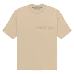 FEAR OF GOD ESSENTIALS SS TEE SAND "Sand-colored short-sleeve T-shirt from  showcasing a minimalist design with a relaxed fit for effortless style."