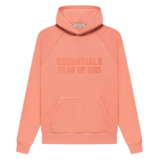 Fear of God Essentials Hoodie Coral "Coral hoodie from  designed with a minimalist aesthetic and a relaxed fit for casual comfort and style."