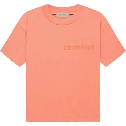 Fear of God Essentials T-shirt Coral "Coral T-shirt from FEAR OF GOD ESSENTIALS, featuring a minimalist design and a relaxed fit, ideal for a comfortable and stylish look."



