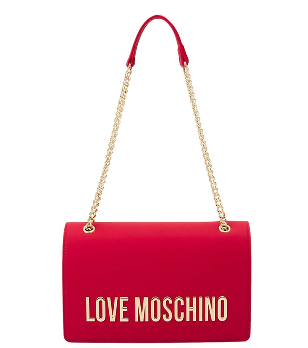  "Love Moschino Red Logo Medium Shoulder Bag for women, featuring a vibrant red color and a bold logo design. The bag includes a spacious interior and a stylish shoulder strap, making it a chic and practical accessory for everyday use."



