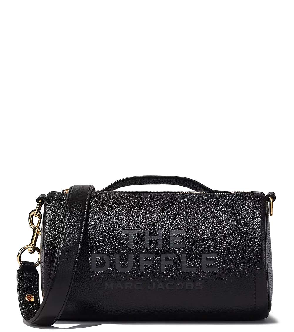 "Marc Jacobs Black The Duffle Crossbody Bag for women, featuring a sleek black design and a compact duffle shape. The bag includes an adjustable strap and a spacious interior, making it a stylish and practical accessory for daily use.



