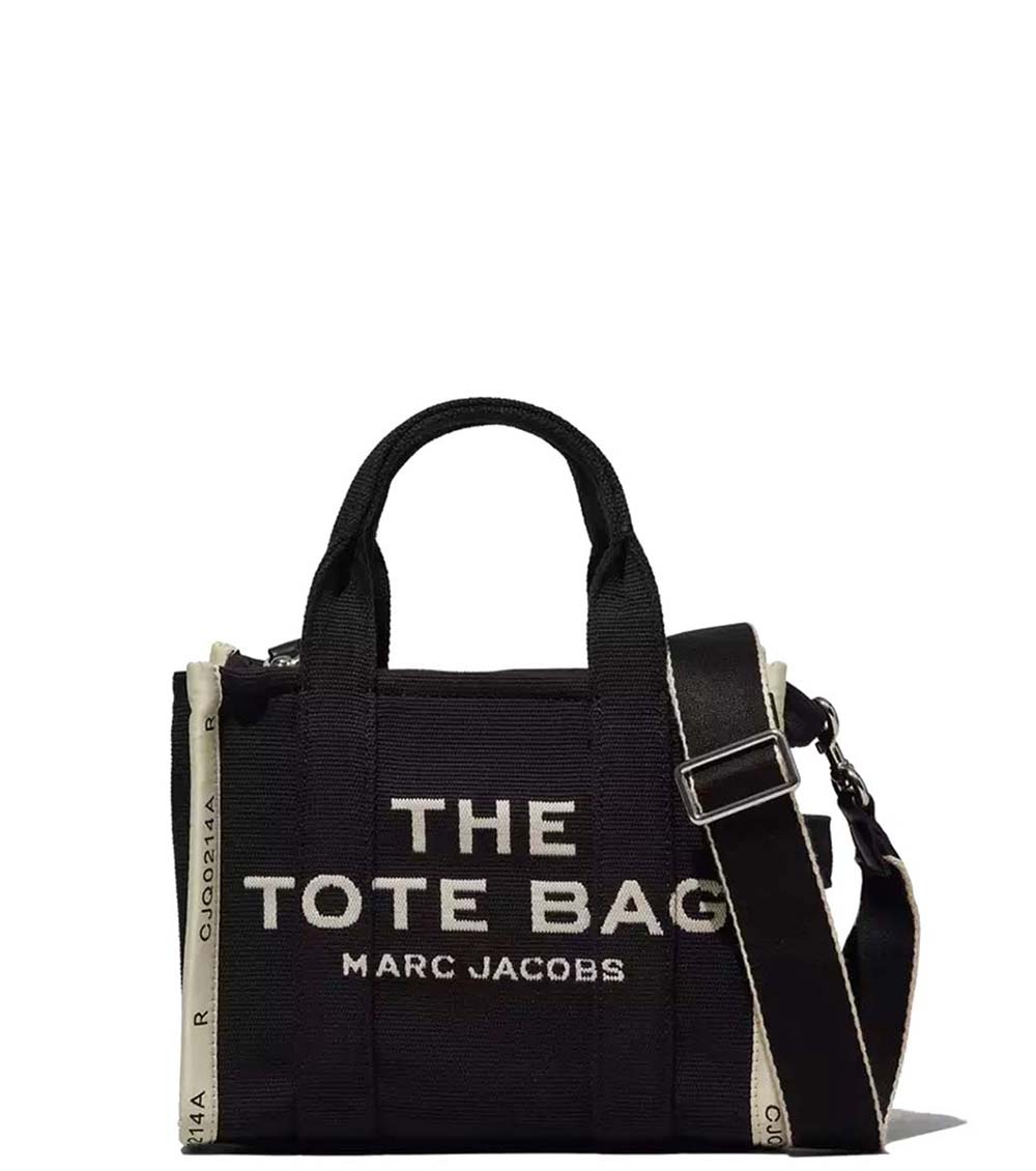 Marc Jacobs Black The Tote Mini Satchel for women, featuring a sleek black design with a spacious interior. The satchel includes top handles and a detachable shoulder strap, combining style and practicality for everyday use."



