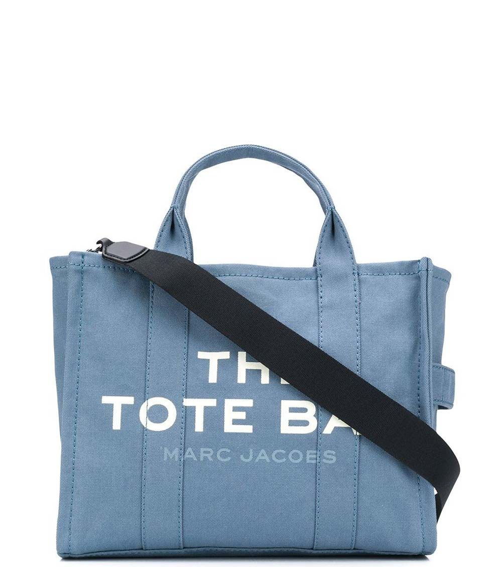 Marc Jacobs Blue The Tote Medium Satchel for women, featuring a vibrant blue color and a spacious design. The satchel includes sturdy top handles and a versatile interior, making it a stylish and practical choice for everyday use."



