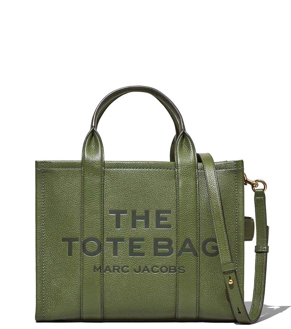  "Marc Jacobs Bronze Green The Tote Medium Satchel for women, featuring a rich bronze green color and a spacious design. The satchel includes sturdy top handles and a versatile interior, making it a stylish and practical choice for daily use."



