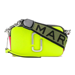 Marc Jacobs Neon Green Fluorescent Small Crossbody Bag for women, featuring a vibrant neon green color with a compact design. The bag includes an adjustable strap and a stylish silhouette, making it a bold accessory for any outfit."



