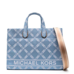 Michael Kors Sky Blue Gigi Tote Bag for women, featuring a sleek design with a spacious interior and stylish dual handles. Crafted from high-quality materials, this tote combines elegance and practicality, ideal for daily outings."



