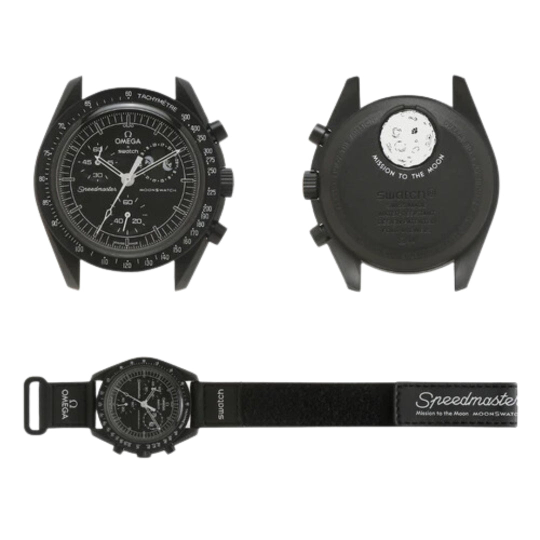 SWATCH X OMEGA BIOCERAMIC MOONSWATCH MISSION TO MOONPHASE SNOOPY BLACK