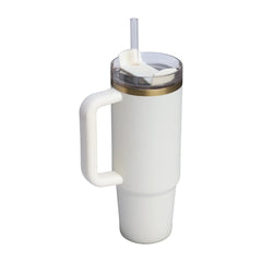 Stanley The Quencher H2.0 Travel Tumbler Cream Moon 40 OZ
Stanley stainless steel tumbler with a handle and reusable straw