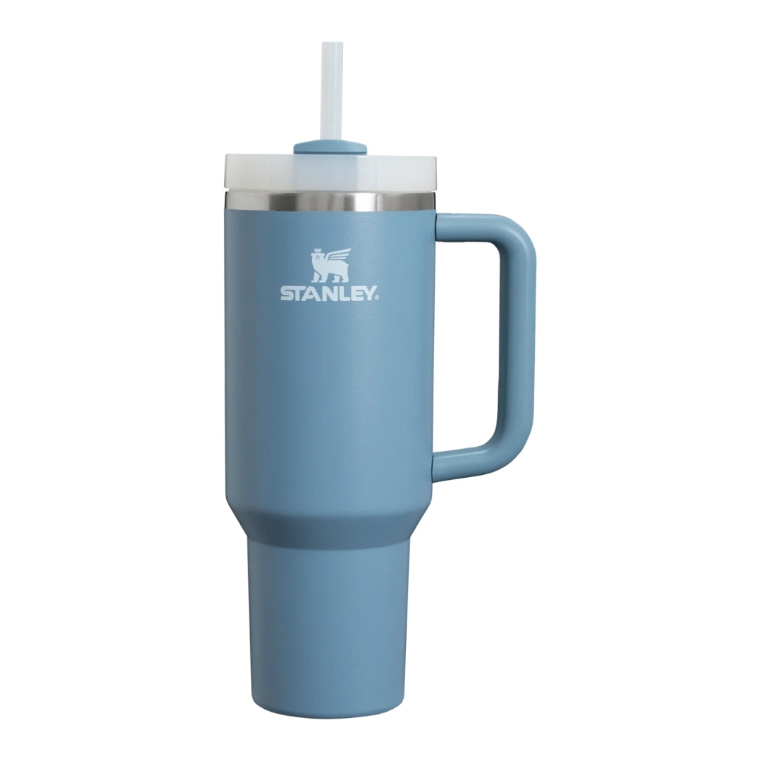 Stanley The Quencher H2.0 Travel Tumbler Indigo 40 OZ
Stanley stainless steel tumbler with a handle and reusable straw