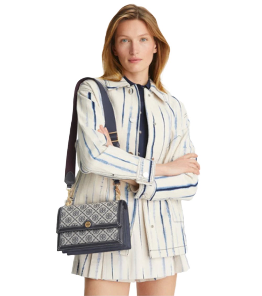 TORY BURCH T Monogram Jacquard Shoulder Bag With Adjustable Strap