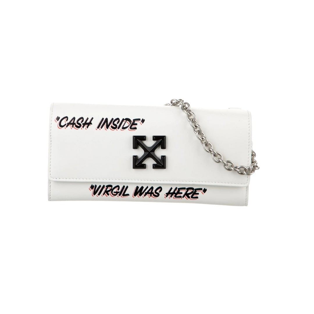 Off White White Jitney Quote Wallet on Chain